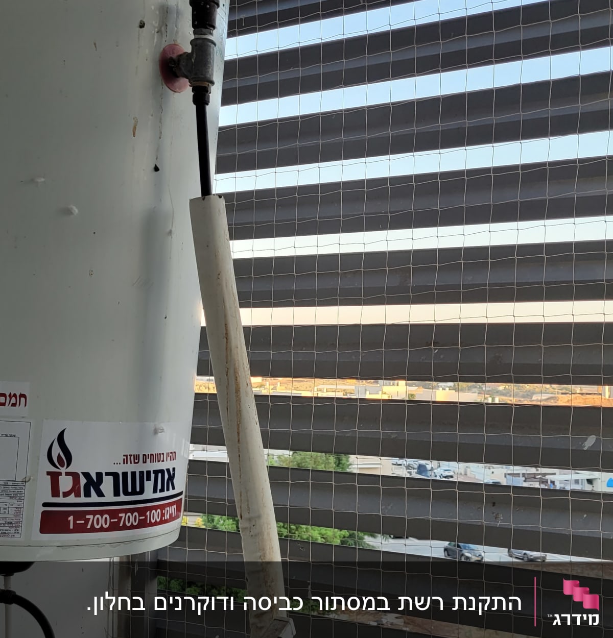 דוד שמש עם צינור ומערכת למניעת יונים